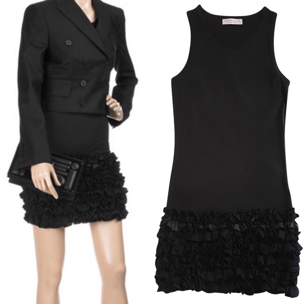 Stella McCartney Black Sleeveless Ruffle Dress